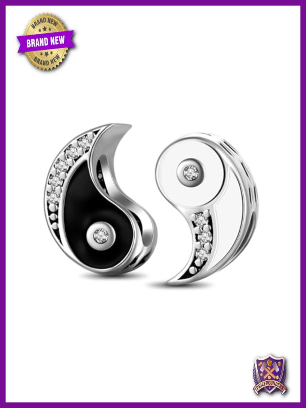 Yin-Yang Bagua Tai Chi Double Charm S925 Sterling Silver Bead Charm for Women